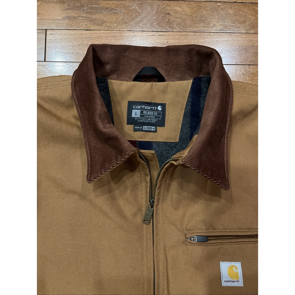 Carhartt Detroit Jacket 103828 Brown Duck Canvas Blanket Lined Mens Large - Picture 6 of 16
